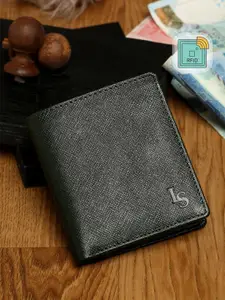 LOUIS STITCH Men Saffiano Leather Green Bifold Wallet