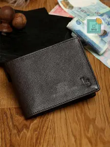 LOUIS STITCH Saffiano Leather Men's Brown Bi-fold Slim Wallet with RFID Protection