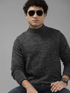 The Roadster Lifestyle Co. Men Charcoal Solid Turtle Neck Pullover