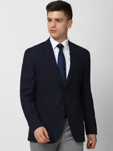 Van Heusen Van Heusen Men Navy Blue Solid Single-Breasted Slim-Fit Blazer