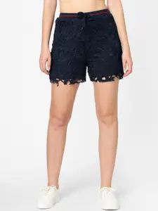 Kraus Jeans Women Blue Loose Fit High-Rise Shorts