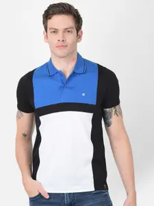 berry blues Men Colourblocked Polo Collar Cotton T-shirt