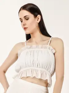 ANVI Be Yourself White Smocked Bralette Crop Top