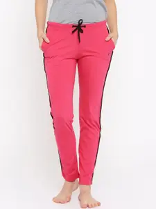 Kanvin Women Pink Solid Pure Cotton Lounge Pants