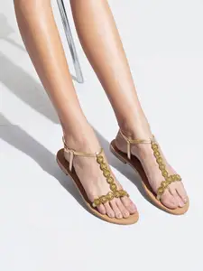 Saint G Women Gunmetal-Toned Open Toe Flats