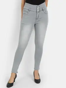 Next One Women Grey Comfort Skinny Fit High-Rise Jeans