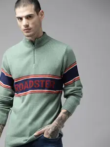The Roadster Lifestyle Co. Men Green & Maroon Printed Pullover