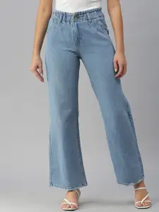 SHOWOFF Women Blue Wide Leg High-Rise Jeans