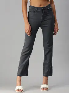 SHOWOFF Women Grey Straight Fit High-Rise Jeans