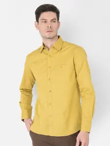 Crimsoune Club Men Mustard Slim Fit Casual Shirt
