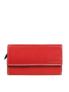 CALFNERO Women Red Leather Three Fold Wallet