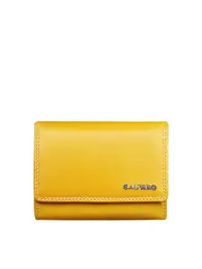 CALFNERO Women Yellow Leather Three Fold Wallet