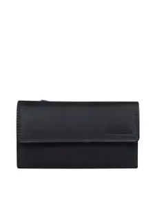 CALFNERO Women Black Leather Three Fold Wallet