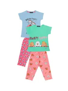 Todd N Teen Girls Pack Of 2 Printed Cotton Night Suit