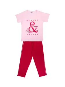 Todd N Teen Girls Pink Printed Night suit