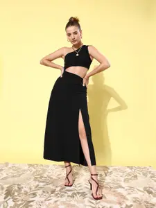StyleStone Women Stunning Black Solid Cut Out Dress