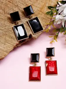 YouBella Black Contemporary Drop Earrings