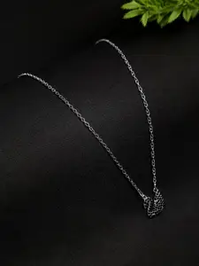 Celena Cole Silver-Toned & Black Silver-Plated Necklace