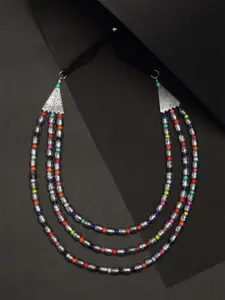 Celena Cole Silver-Toned & Red Layered Necklace