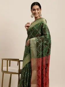 Saree Swarg Green Silk Blend Banarasi Sarees
