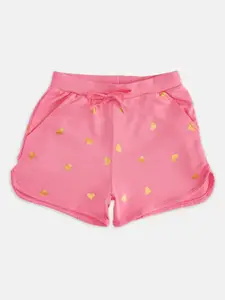 Pantaloons Junior Girls Pink Printed Cotton Shorts