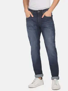 AD By Arvind Men Blue Slim Fit Low Distress Heavy Fade Jeans