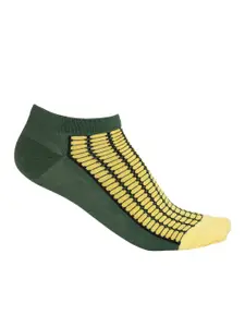 FOREVER 21 Men Black & Yellow Patterned Ankle-Length Socks