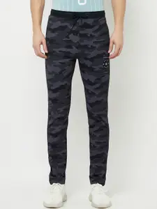 Octave Men Navy Blue Printed Slim Fit Track Pants