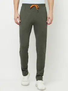 Octave Men Olive Green Printed Cotton Track Pants