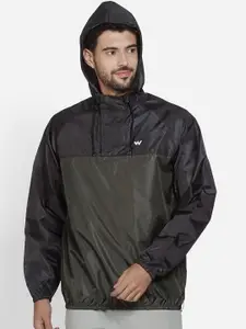 Wildcraft Men Olive Black Solid Waterproof Rain Jacket