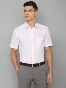 Louis Philippe Men White Micro Printed Pure Cotton Formal Shirt