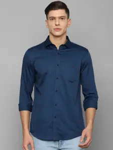 Louis Philippe Jeans Men Navy Blue Slim Fit Cotton Casual Shirt