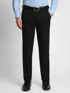 Peter England Men Black Slim Fit Mid Rise Formal Trousers