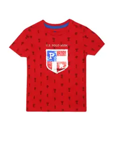 U.S. Polo Assn. U S Polo Assn Boys Red Printed Cotton T-shirt