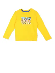 U.S. Polo Assn. U S Polo Assn Boys Yellow Typography Printed T-shirt