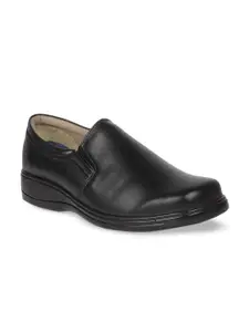 Liberty Men Black Solid Leather Formal Slip on Shoes
