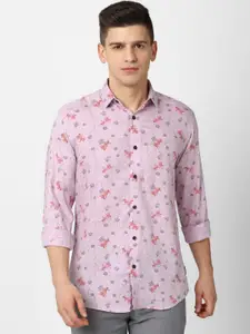 V Dot Men Purple Slim Fit Floral Printed Casual Shirt