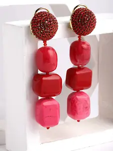 Bijoux by Priya Chandna Red Gold Plated Contemporary Drop Earrings