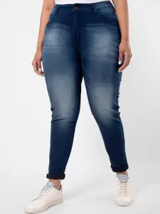 Instafab Plus Plus Size Women Blue Jean Skinny Fit Heavy Fade Stretchable Jeans