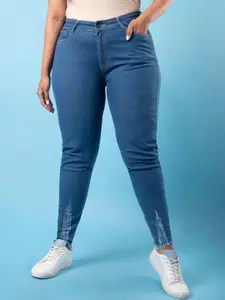 Instafab Plus Plus Size Women Blue Jean Skinny Fit Low Distress Stretchable Jeans