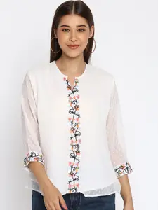 Mayra White Floral Georgette Blouson Top