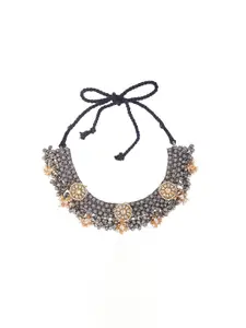CURIO COTTAGE Silver-Toned & Gold-Toned Silver-Plated Oxidised Necklace