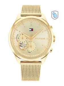 Tommy Hilfiger Women Embellished Dial & Gold Toned Stainless Steel Bracelet Style Straps Analogue Watch