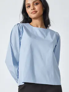 The Label Life Ice Blue Balloon Sleeve Top