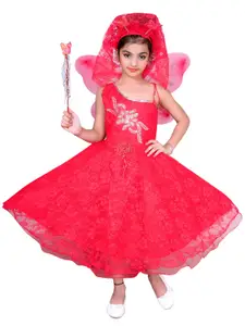 ahhaaaa Girls Red Net Maxi Costume Party Dress