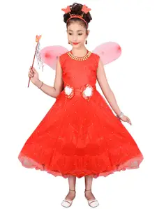 ahhaaaa Red Embellished Net Maxi Dress