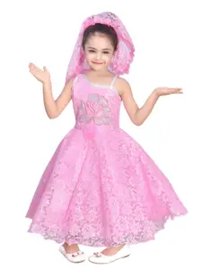 ahhaaaa Girls Pink Net A-Line Angel Costume Party Dress
