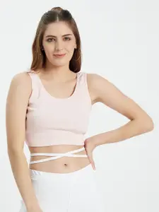 EDRIO Pink Ribbed Knitted Tank Crop Top