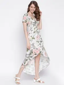 IQRAAR Grey Floral Midi Dress