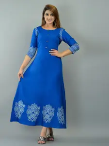 IQRAAR Blue A-Line Maxi Dress